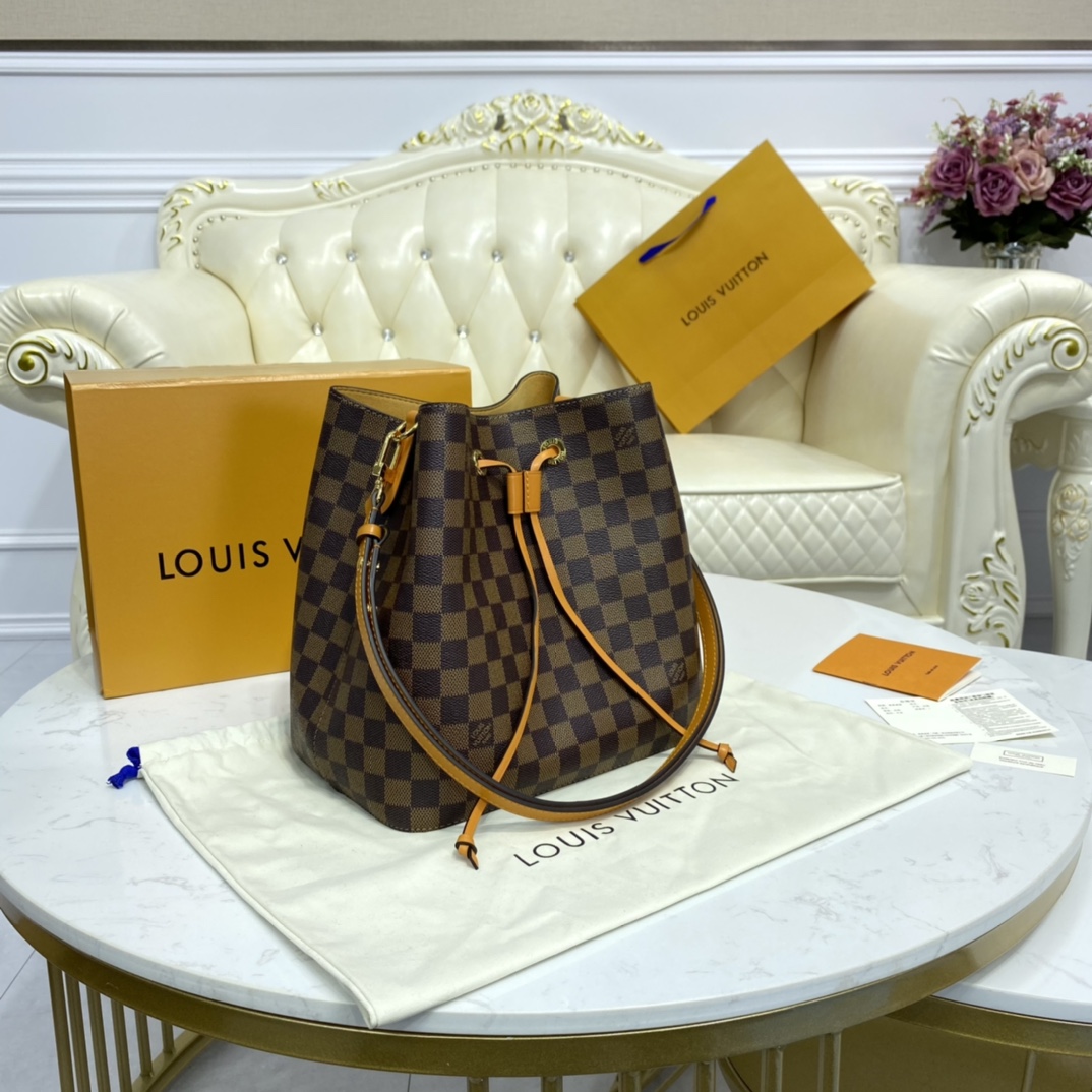 Louis Vuitton NEONOE MM Bucket Bag Damier Ebene N40213 Yellow